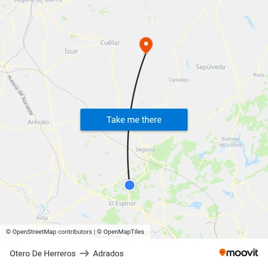 Otero De Herreros to Adrados map