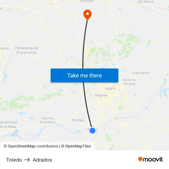 Toledo to Adrados map