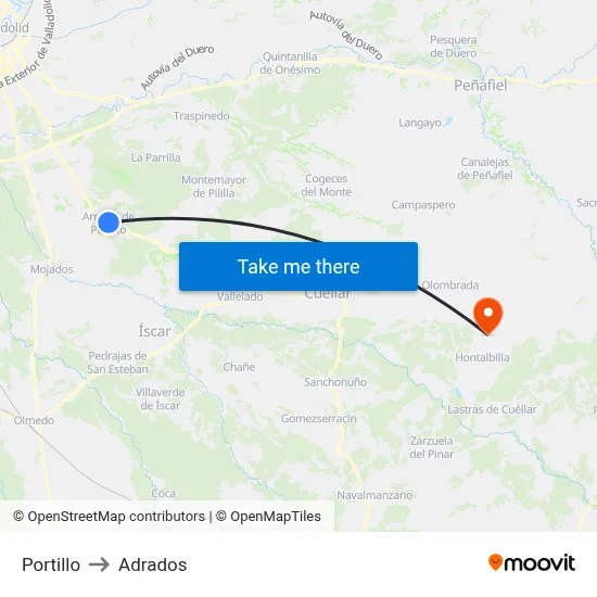 Portillo to Adrados map