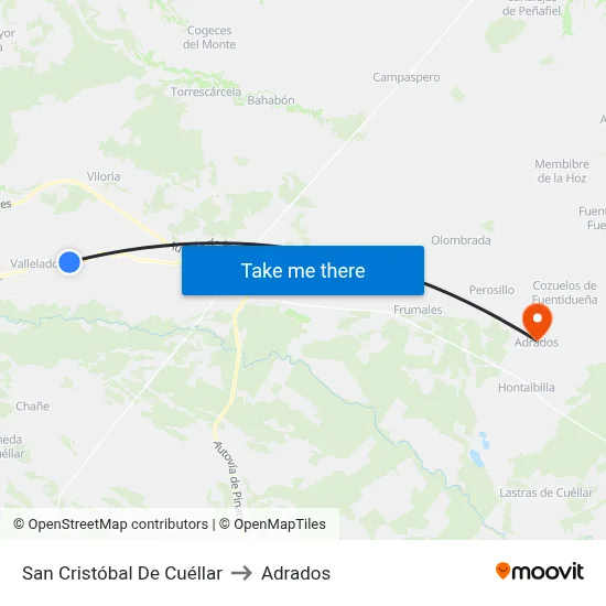San Cristóbal De Cuéllar to Adrados map