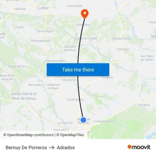 Bernuy De Porreros to Adrados map