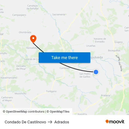 Condado De Castilnovo to Adrados map