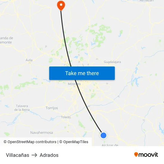 Villacañas to Adrados map