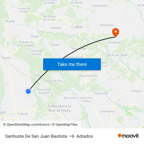 Santiuste De San Juan Bautista to Adrados map
