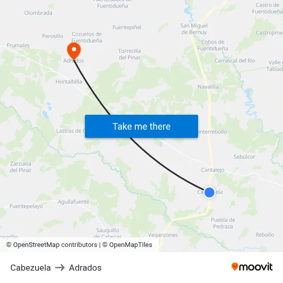 Cabezuela to Adrados map