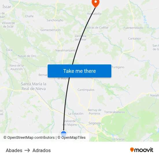 Abades to Adrados map