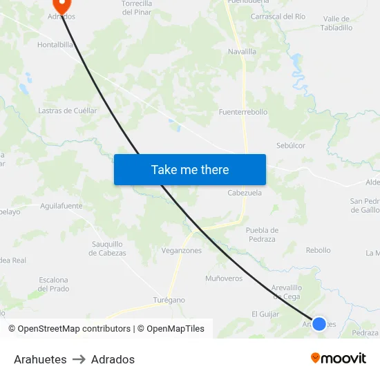 Arahuetes to Adrados map