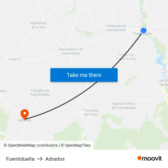 Fuentidueña to Adrados map