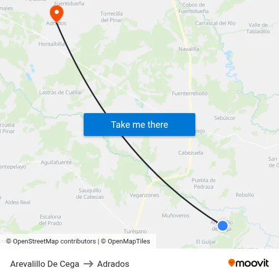 Arevalillo De Cega to Adrados map