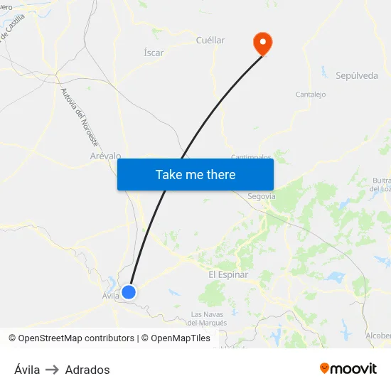 Ávila to Adrados map