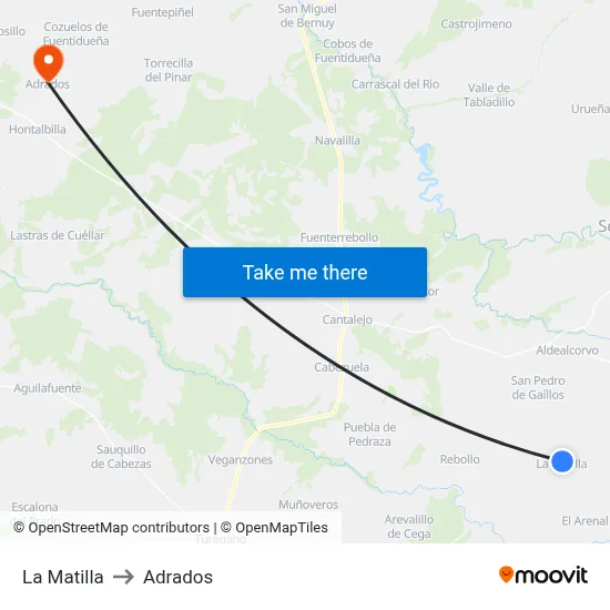 La Matilla to Adrados map