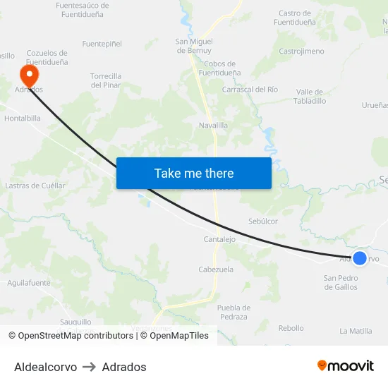 Aldealcorvo to Adrados map
