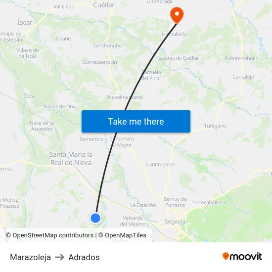 Marazoleja to Adrados map