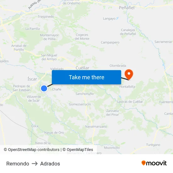 Remondo to Adrados map