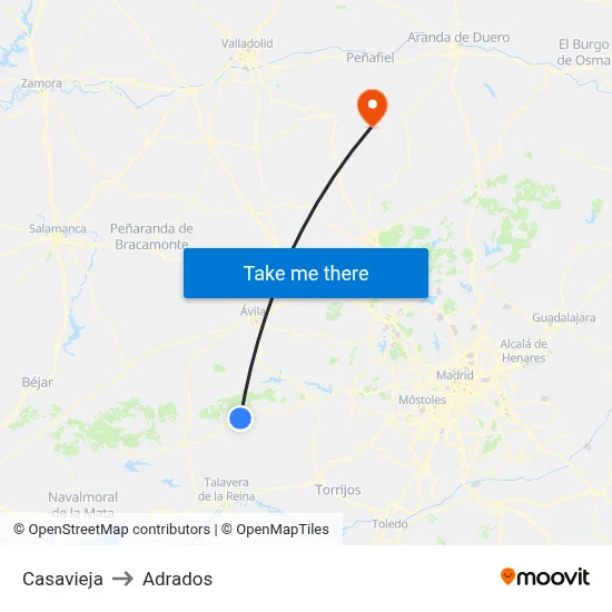 Casavieja to Adrados map