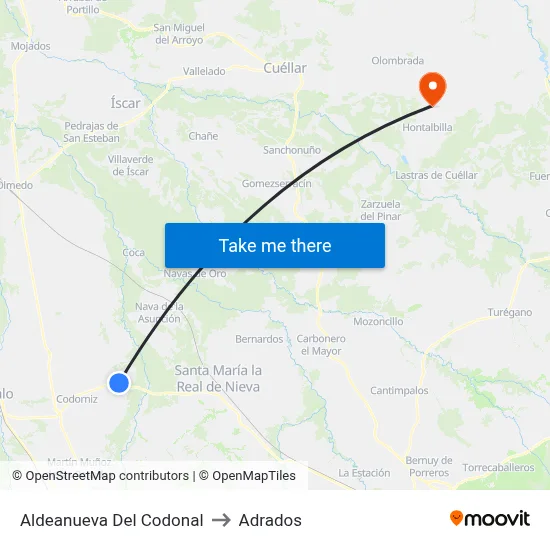 Aldeanueva Del Codonal to Adrados map