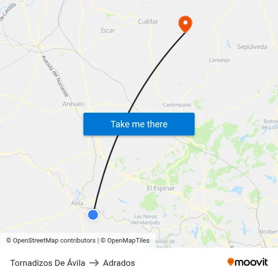 Tornadizos De Ávila to Adrados map