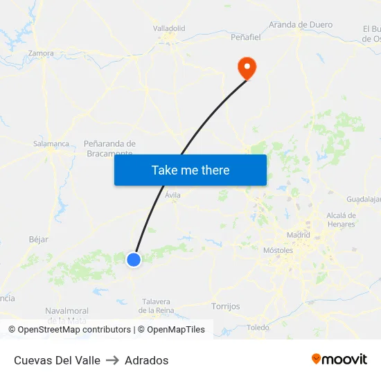 Cuevas Del Valle to Adrados map