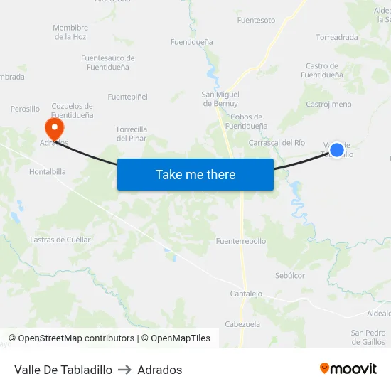 Valle De Tabladillo to Adrados map
