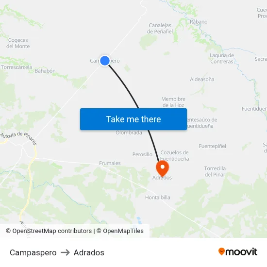 Campaspero to Adrados map