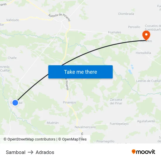 Samboal to Adrados map