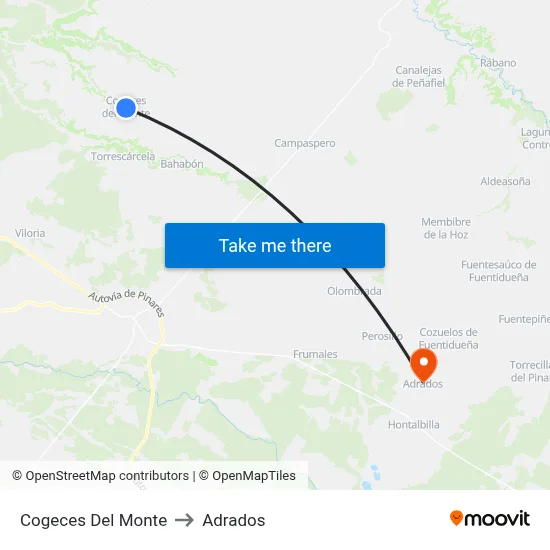 Cogeces Del Monte to Adrados map