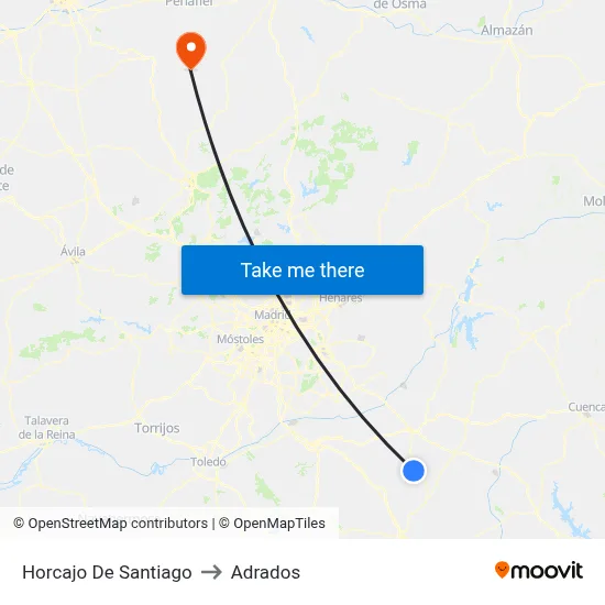 Horcajo De Santiago to Adrados map