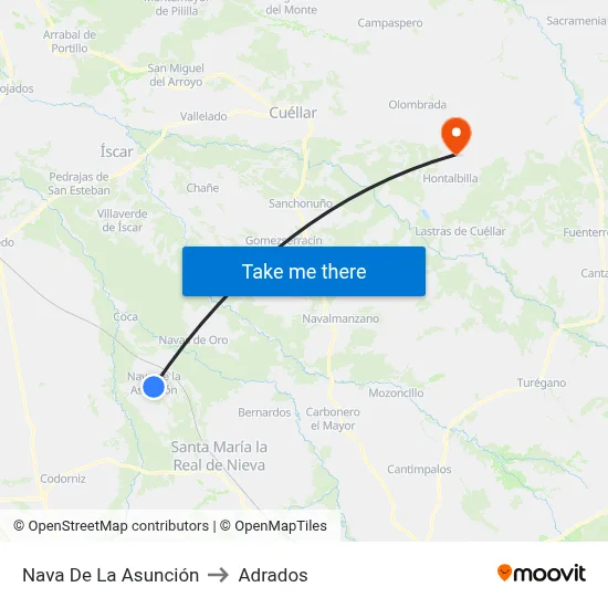Nava De La Asunción to Adrados map