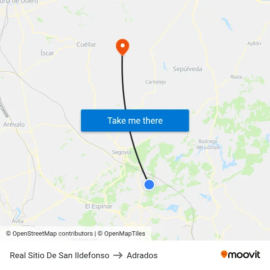 Real Sitio De San Ildefonso to Adrados map