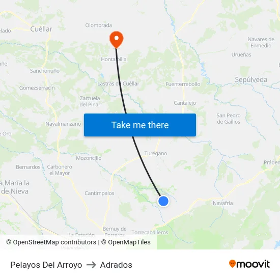 Pelayos Del Arroyo to Adrados map