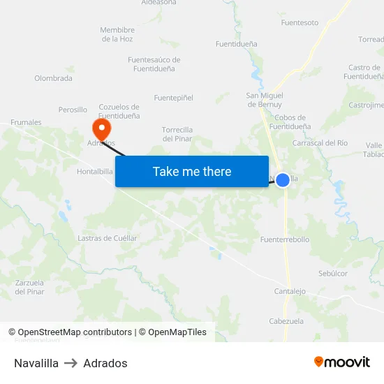 Navalilla to Adrados map