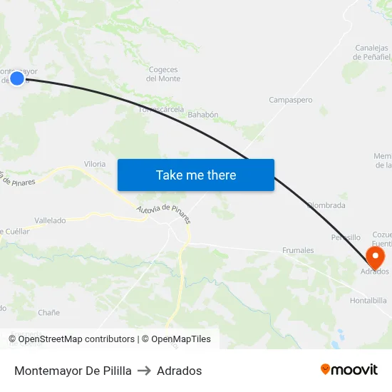Montemayor De Pililla to Adrados map