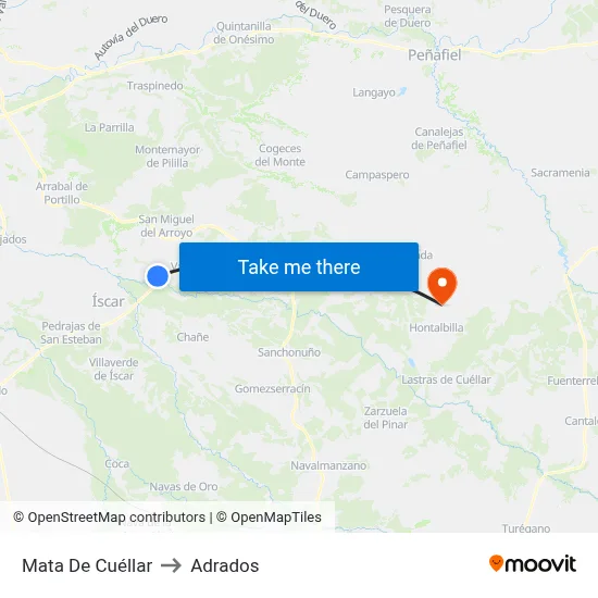 Mata De Cuéllar to Adrados map