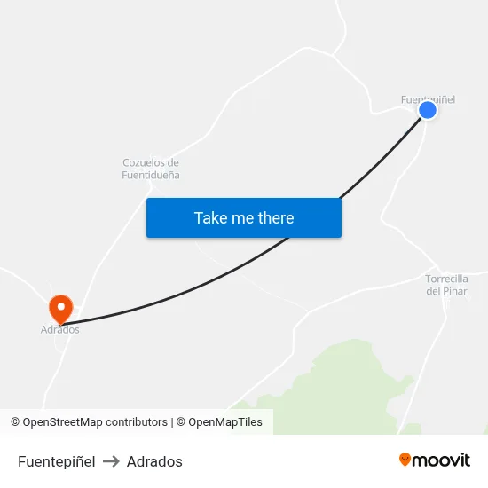 Fuentepiñel to Adrados map