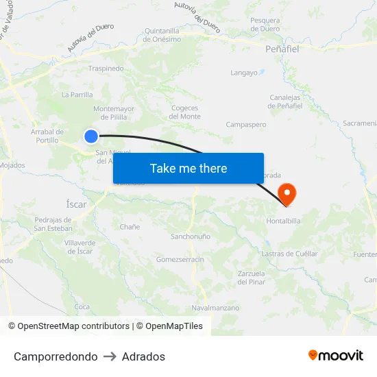 Camporredondo to Adrados map