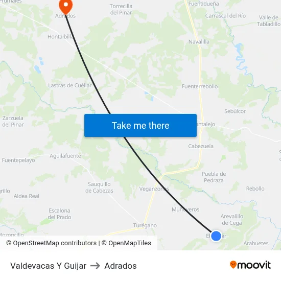 Valdevacas Y Guijar to Adrados map