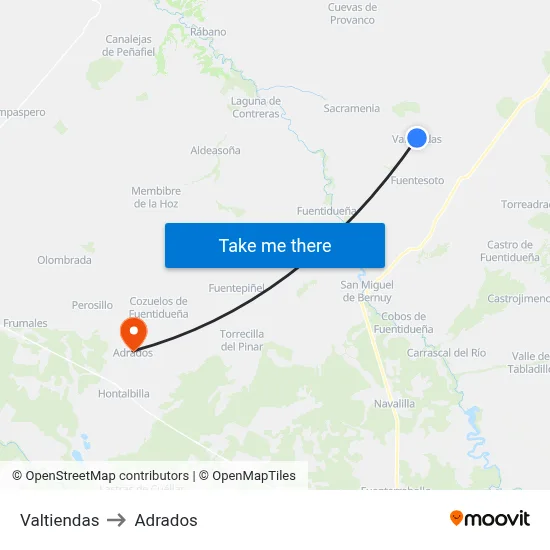 Valtiendas to Adrados map