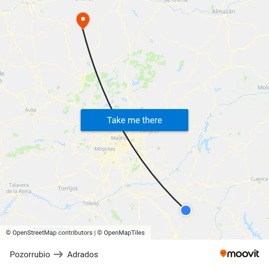 Pozorrubio to Adrados map