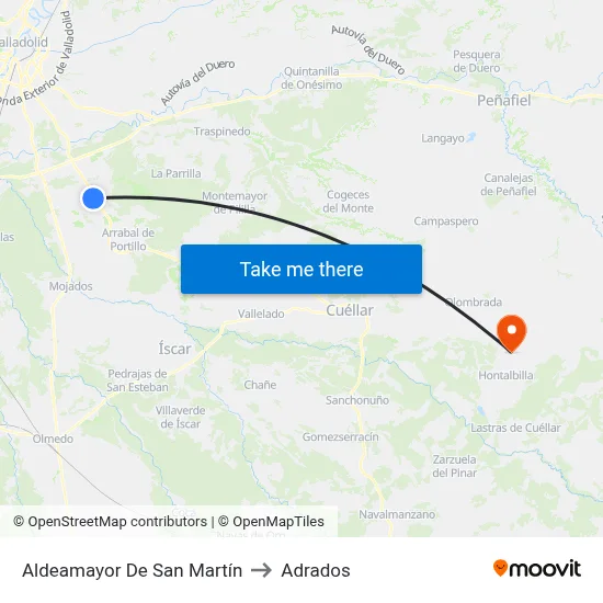 Aldeamayor De San Martín to Adrados map
