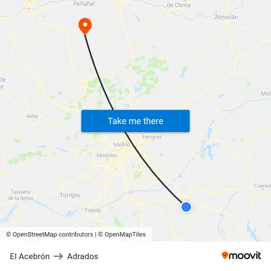 El Acebrón to Adrados map