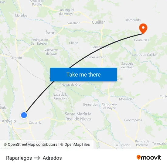 Rapariegos to Adrados map
