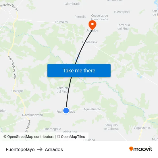 Fuentepelayo to Adrados map