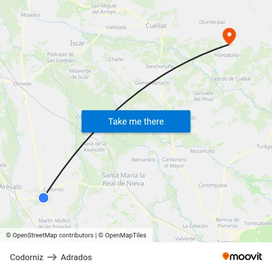 Codorniz to Adrados map