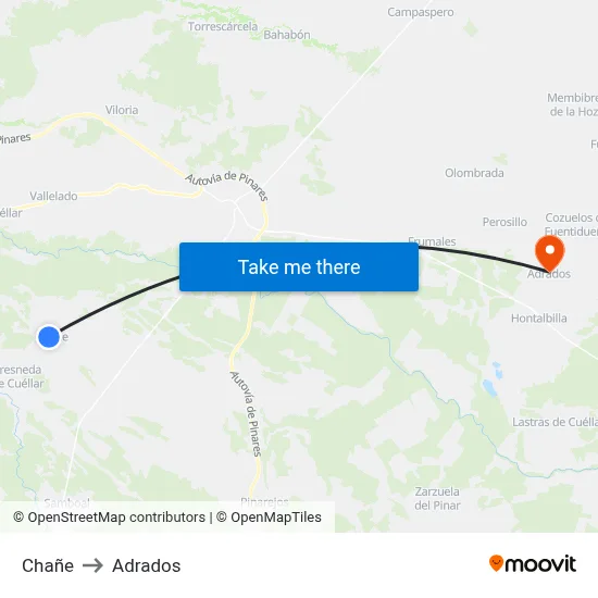Chañe to Adrados map