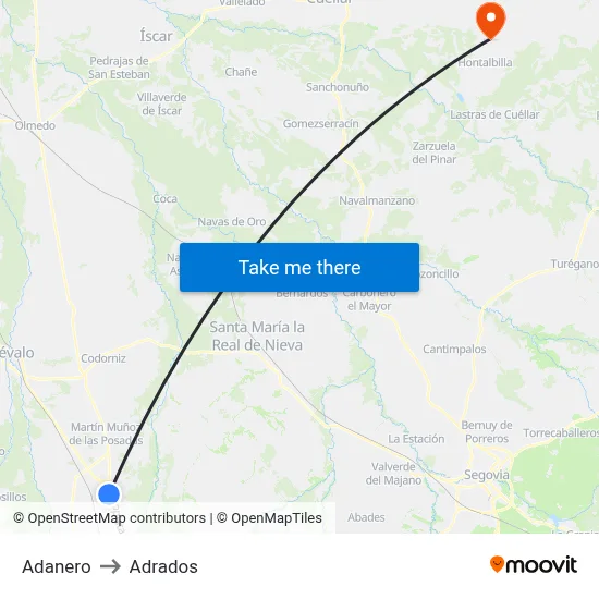 Adanero to Adrados map