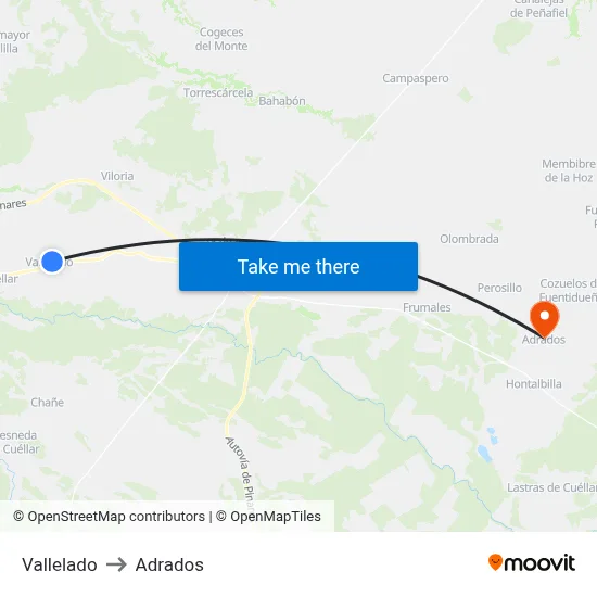 Vallelado to Adrados map