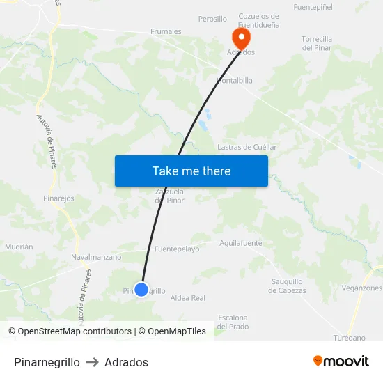 Pinarnegrillo to Adrados map