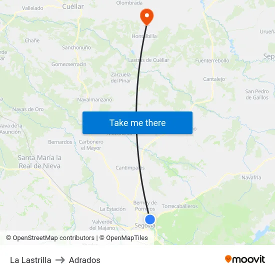 La Lastrilla to Adrados map