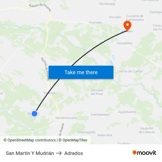 San Martín Y Mudrián to Adrados map