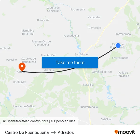 Castro De Fuentidueña to Adrados map